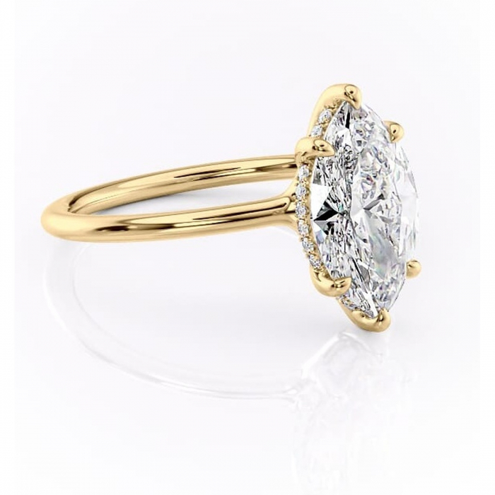 Inel de logodnă Ruby din aur Galben 14kt cu moissanite tăietură marquise – Solitar rafinată pentru profil înalt | Personalizează și configurează gratuit online [1]