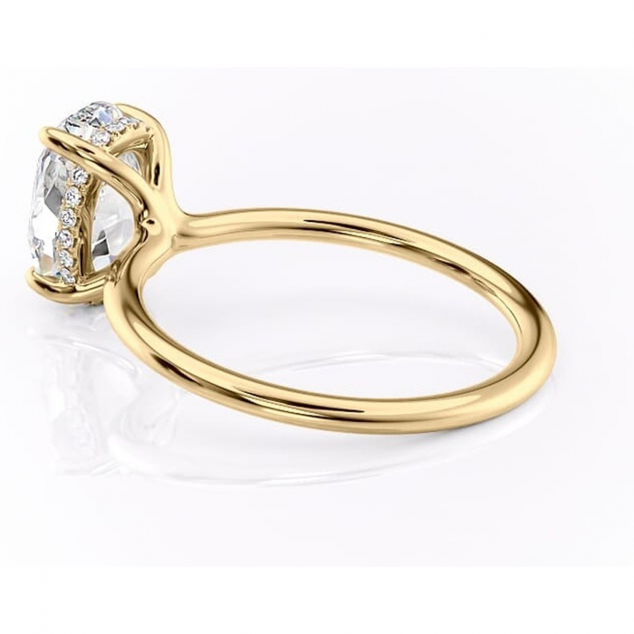 Inel de logodnă Ruby din aur Galben 14kt cu moissanite tăietură ovală – Solitar rafinată pentru profil înalt | Personalizează și configurează gratuit online [5]