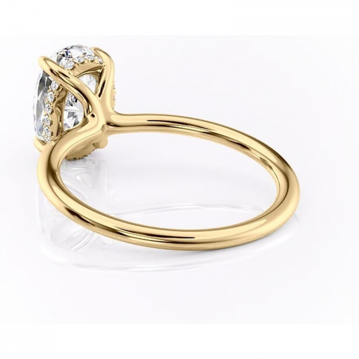 Inel de logodnă Ruby din aur Galben 14kt cu moissanite tăietură ovală – Solitar rafinată pentru profil înalt | Personalizează și configurează gratuit online [4]
