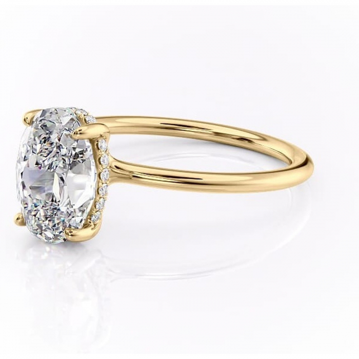 Inel de logodnă Ruby din aur Galben 14kt cu moissanite tăietură ovală – Solitar rafinată pentru profil înalt | Personalizează și configurează gratuit online [7]