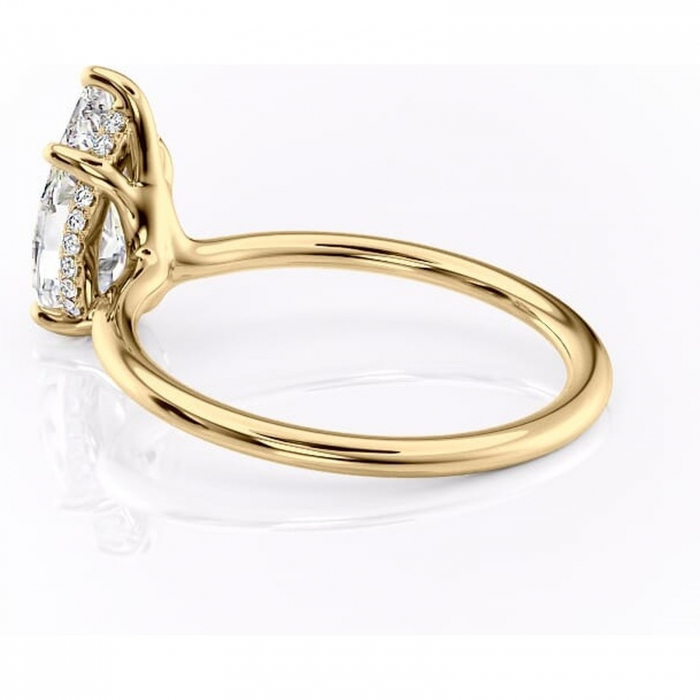Inel de logodnă Ruby din aur Galben 14kt cu moissanite tăietură pară – Solitar rafinată pentru profil înalt | Personalizează și configurează gratuit online [5]