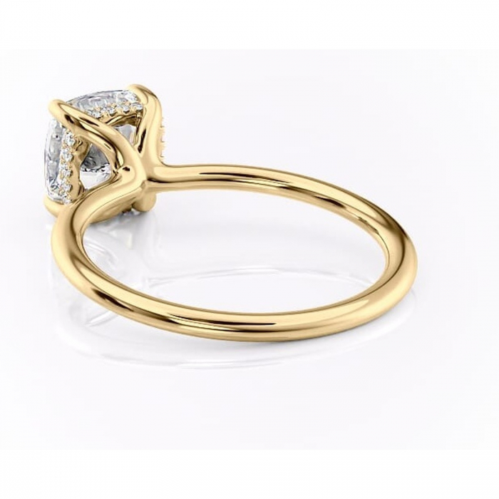 Inel de logodnă Ruby din aur Galben 14kt cu moissanite tăietură pernă – Solitar rafinată pentru profil înalt | Personalizează și configurează gratuit online [4]