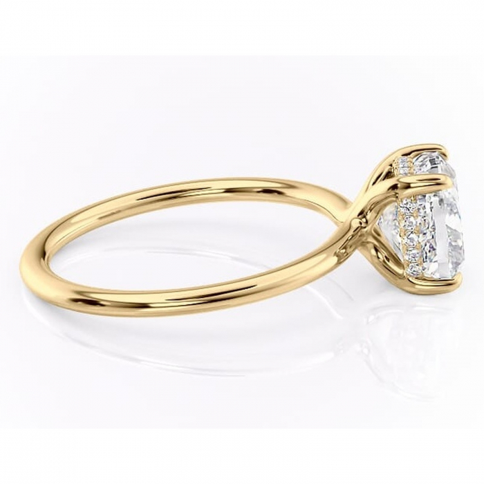 Inel de logodnă Ruby din aur Galben 14kt cu moissanite tăietură pernă – Solitar rafinată pentru profil înalt | Personalizează și configurează gratuit online [2]