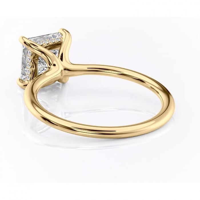 Inel de logodnă Ruby din aur Galben 14kt cu moissanite tăietură princess – Solitar rafinată pentru profil înalt | Personalizează și configurează gratuit online [4]