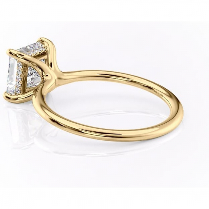 Inel de logodnă Ruby din aur Galben 14kt cu moissanite tăietură princess – Solitar rafinată pentru profil înalt | Personalizează și configurează gratuit online [5]