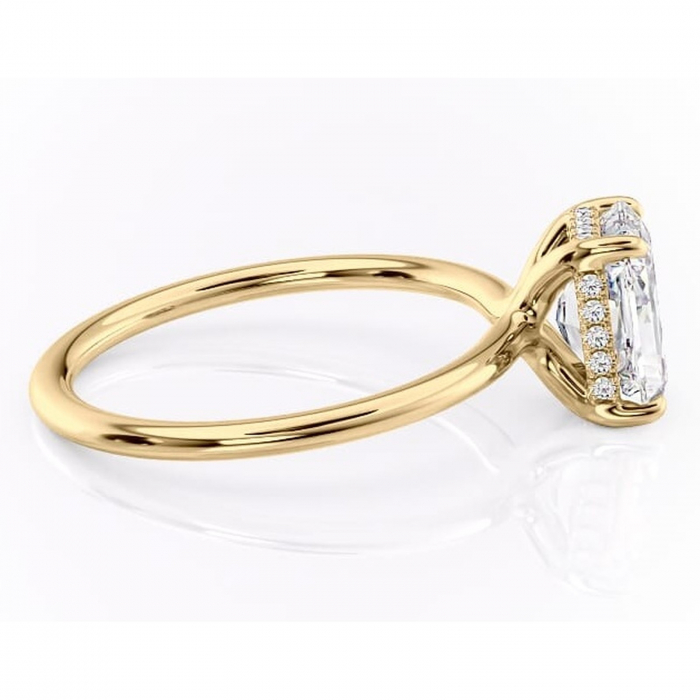 Inel de logodnă Ruby din aur Galben 18kt cu moissanite tăietură radiantă – Solitar rafinată pentru profil înalt | Personalizează și configurează gratuit online [2]