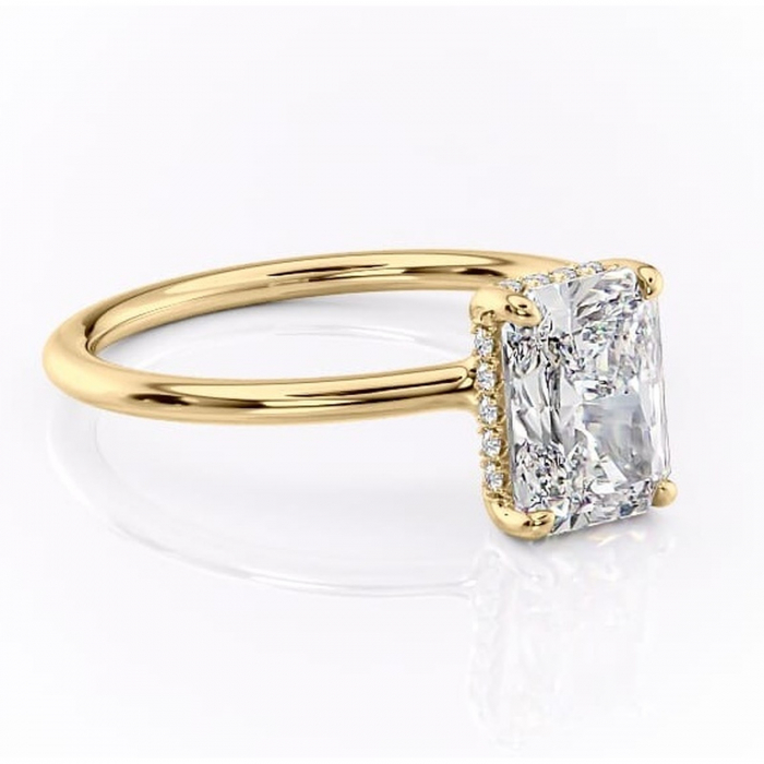 Inel de logodnă Ruby din aur Galben 18kt cu moissanite tăietură radiantă – Solitar rafinată pentru profil înalt | Personalizează și configurează gratuit online [1]