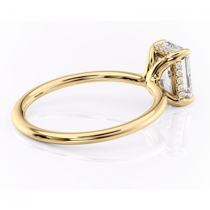 Inel de logodnă Ruby din aur Galben 18kt cu moissanite tăietură radiantă – Solitar rafinată pentru profil înalt | Personalizează și configurează gratuit online [3]
