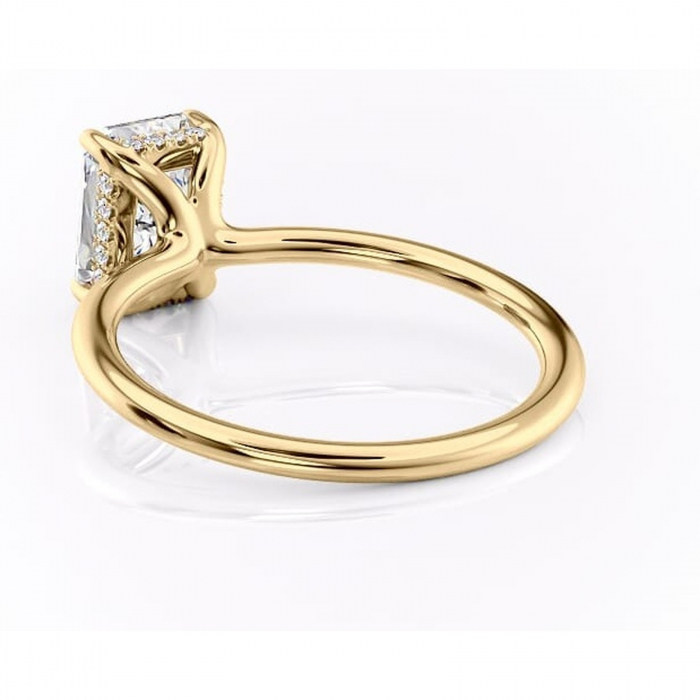 Inel de logodnă Ruby din aur Galben 18kt cu moissanite tăietură radiantă – Solitar rafinată pentru profil înalt | Personalizează și configurează gratuit online [4]