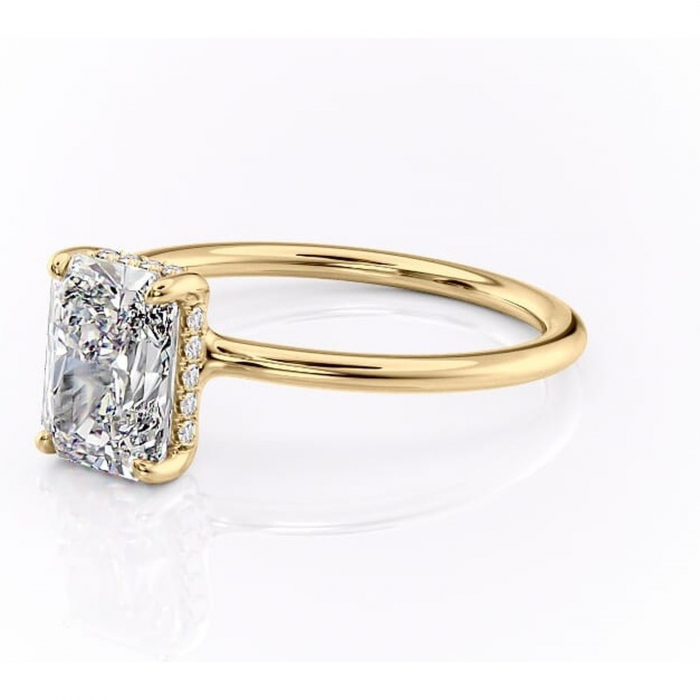 Inel de logodnă Ruby din aur Galben 18kt cu moissanite tăietură radiantă – Solitar rafinată pentru profil înalt | Personalizează și configurează gratuit online [7]
