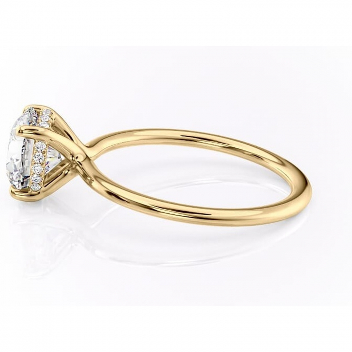 Inel de logodnă Ruby din aur Galben 14kt cu moissanite tăietură rotundă – Solitar rafinată pentru profil înalt | Personalizează și configurează gratuit online [6]