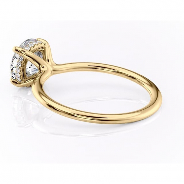 Inel de logodnă Ruby din aur Galben 14kt cu moissanite tăietură rotundă – Solitar rafinată pentru profil înalt | Personalizează și configurează gratuit online [5]