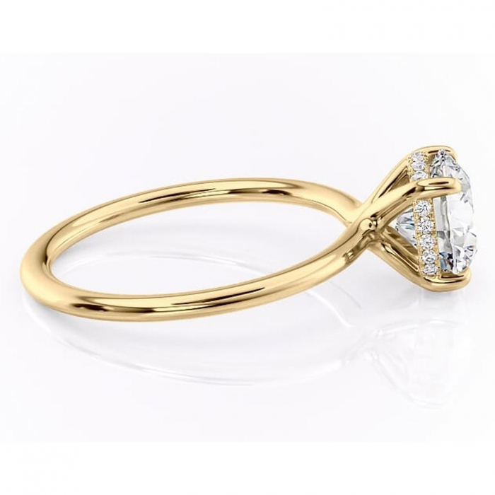 Inel de logodnă Ruby din aur Galben 14kt cu moissanite tăietură rotundă – Solitar rafinată pentru profil înalt | Personalizează și configurează gratuit online [2]