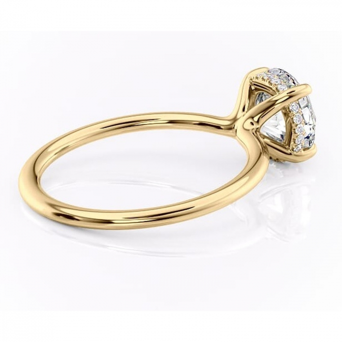 Inel de logodnă Ruby din aur Galben 14kt cu moissanite tăietură rotundă – Solitar rafinată pentru profil înalt | Personalizează și configurează gratuit online [3]