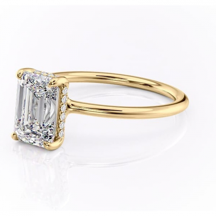 Inel de logodnă Ruby din aur Galben 14kt cu moissanite tăietură smarald – Solitar rafinată pentru profil înalt | Personalizează și configurează gratuit online [7]