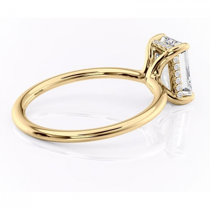 Inel de logodnă Ruby din aur Galben 14kt cu moissanite tăietură smarald – Solitar rafinată pentru profil înalt | Personalizează și configurează gratuit online [3]