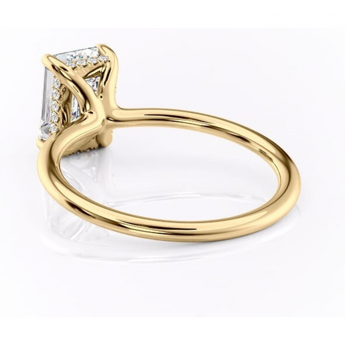 Inel de logodnă Ruby din aur Galben 14kt cu moissanite tăietură smarald – Solitar rafinată pentru profil înalt | Personalizează și configurează gratuit online [4]