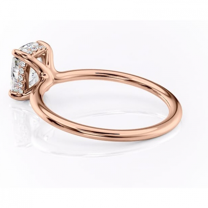 Inel de logodnă Ruby din aur Rose 14kt cu moissanite tăietură pernă – Solitar rafinată pentru profil înalt | Personalizează și configurează gratuit online [5]