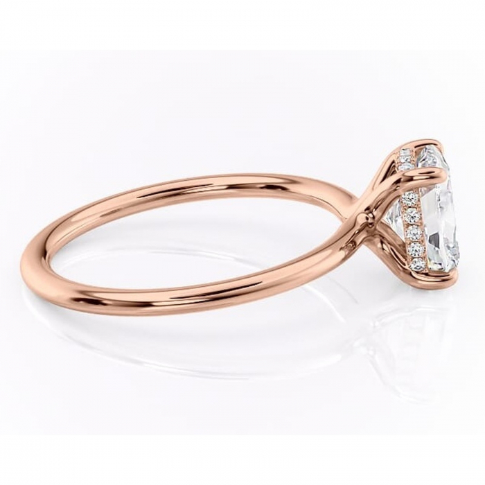 Inel de logodnă Ruby din aur Rose 14kt cu moissanite tăietură pernă – Solitar rafinată pentru profil înalt | Personalizează și configurează gratuit online [2]