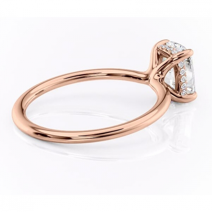 Inel de logodnă Ruby din aur Rose 14kt cu moissanite tăietură pernă – Solitar rafinată pentru profil înalt | Personalizează și configurează gratuit online [3]