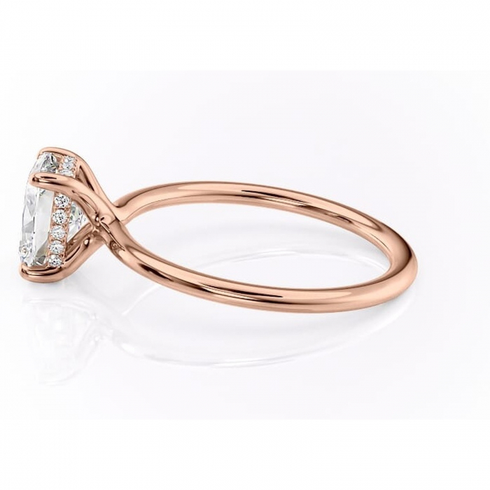Inel de logodnă Ruby din aur Rose 14kt cu moissanite tăietură pernă – Solitar rafinată pentru profil înalt | Personalizează și configurează gratuit online [6]