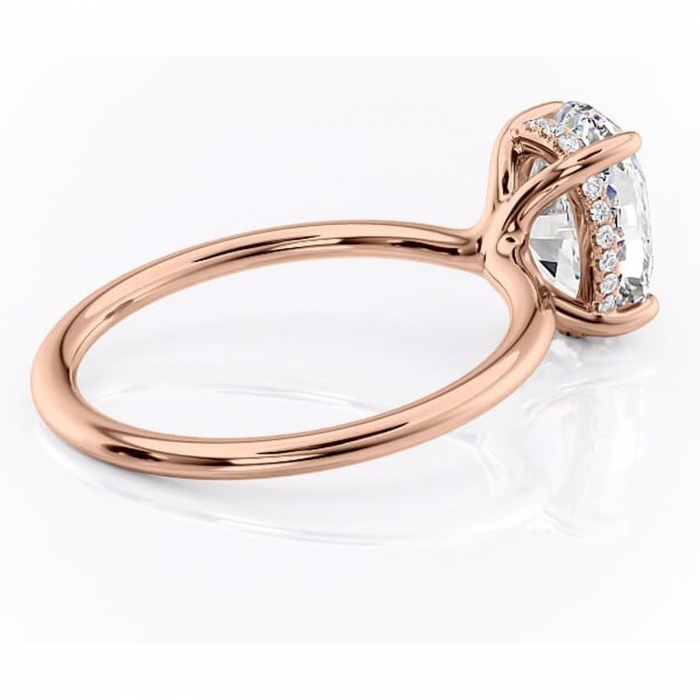 Inel de logodnă Ruby din aur Rose 14kt cu moissanite tăietură ovală – Solitar rafinată pentru profil înalt | Personalizează și configurează gratuit online [3]