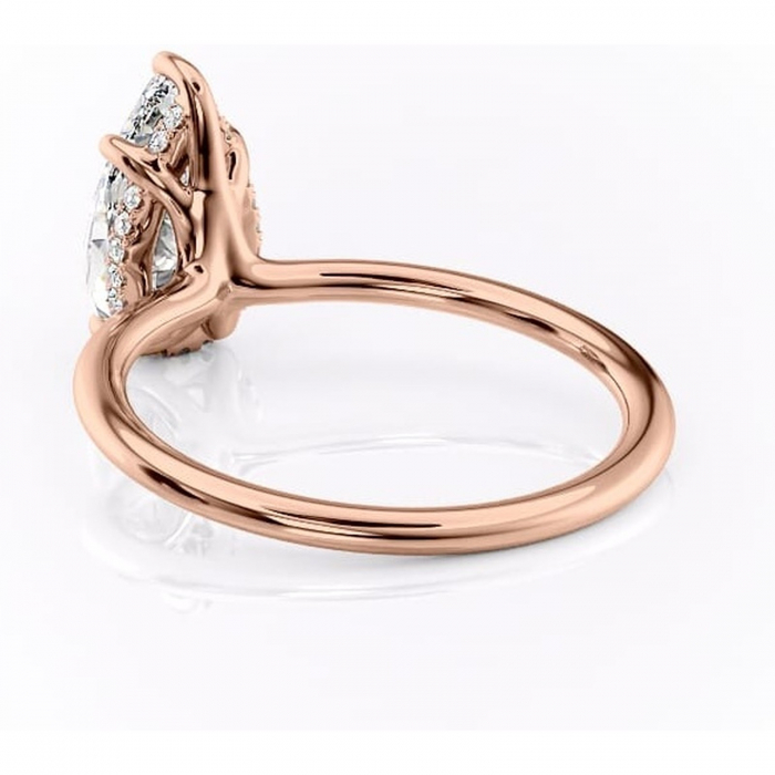 Inel de logodnă Ruby din aur Rose 18kt cu moissanite tăietură pară – Solitar rafinată pentru profil înalt | Personalizează și configurează gratuit online [4]