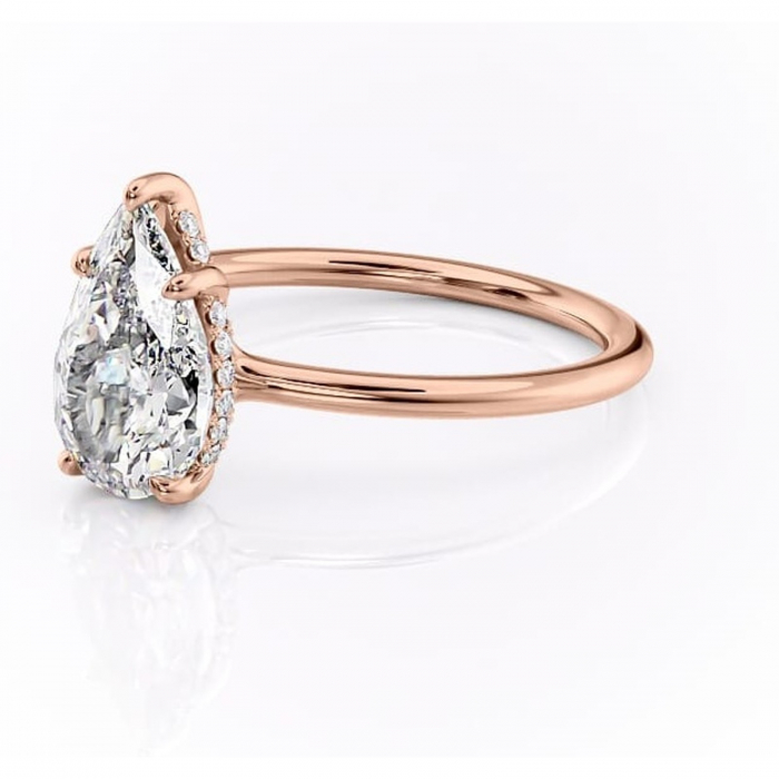 Inel de logodnă Ruby din aur Rose 18kt cu moissanite tăietură pară – Solitar rafinată pentru profil înalt | Personalizează și configurează gratuit online [7]