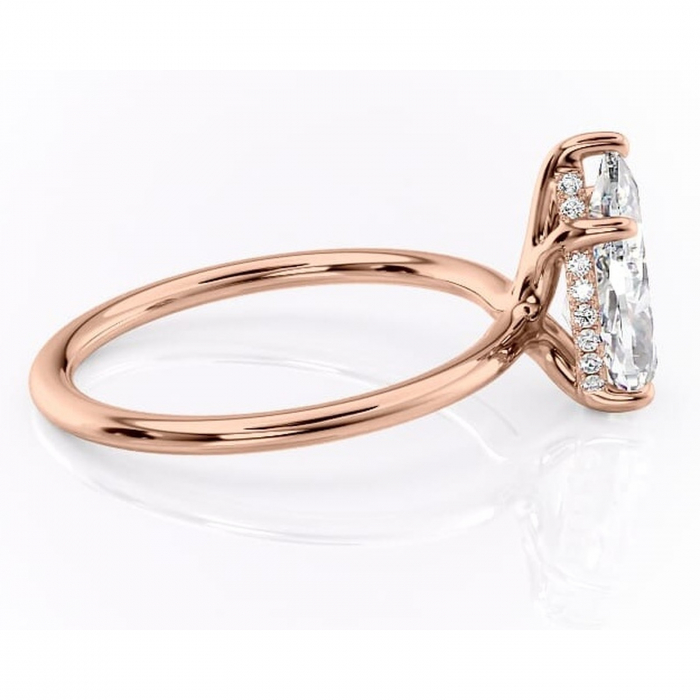 Inel de logodnă Ruby din aur Rose 18kt cu moissanite tăietură pară – Solitar rafinată pentru profil înalt | Personalizează și configurează gratuit online [2]