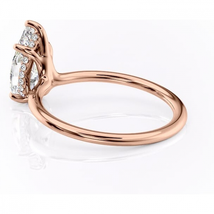Inel de logodnă Ruby din aur Rose 18kt cu moissanite tăietură pară – Solitar rafinată pentru profil înalt | Personalizează și configurează gratuit online [5]