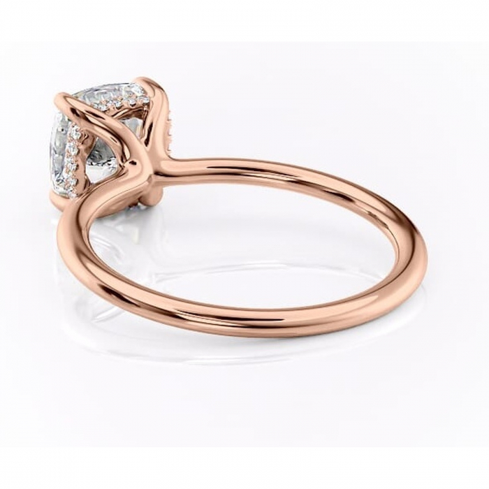 Inel de logodnă Ruby din aur Rose 14kt cu moissanite tăietură pernă – Solitar rafinată pentru profil înalt | Personalizează și configurează gratuit online [4]