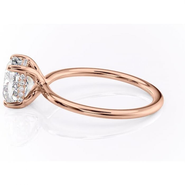 Inel de logodnă Ruby din aur Rose 14kt cu moissanite tăietură pernă – Solitar rafinată pentru profil înalt | Personalizează și configurează gratuit online [6]