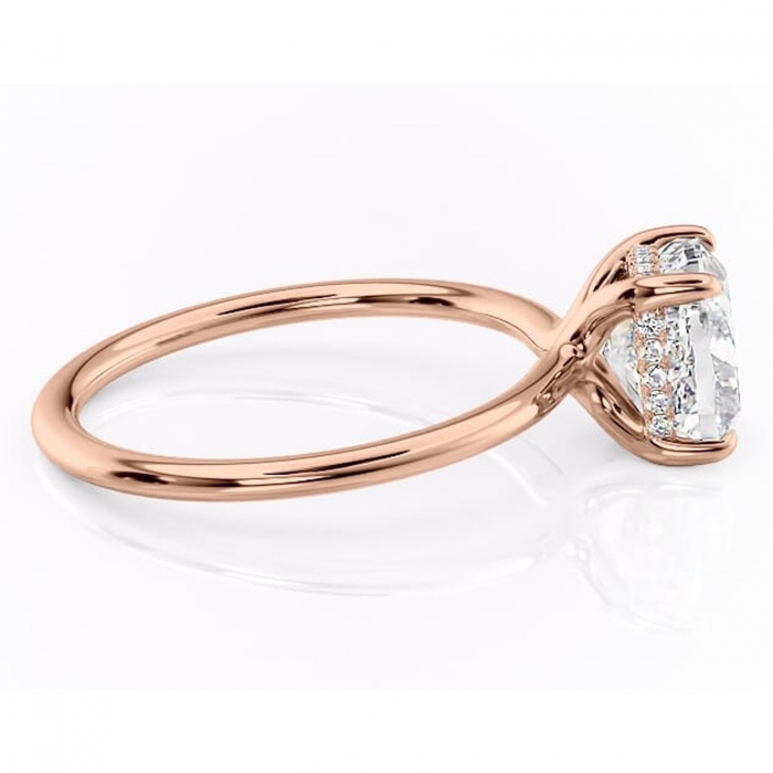 Inel de logodnă Ruby din aur Rose 14kt cu moissanite tăietură pernă – Solitar rafinată pentru profil înalt | Personalizează și configurează gratuit online [2]