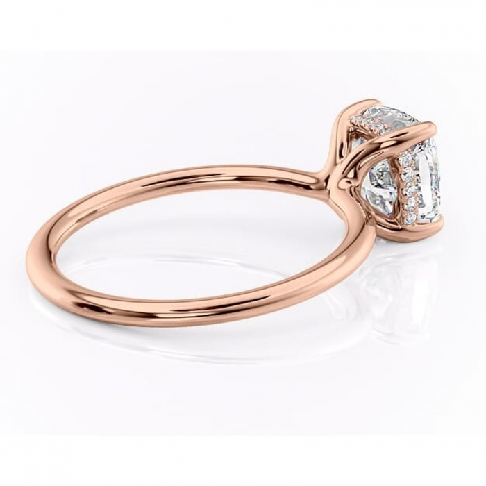 Inel de logodnă Ruby din aur Rose 14kt cu moissanite tăietură pernă – Solitar rafinată pentru profil înalt | Personalizează și configurează gratuit online [3]