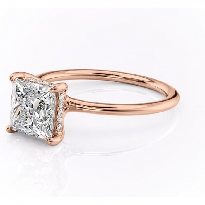 Inel de logodnă Ruby din aur Rose 18kt cu moissanite tăietură princess – Solitar rafinată pentru profil înalt | Personalizează și configurează gratuit online [7]
