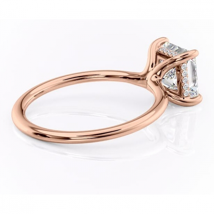 Inel de logodnă Ruby din aur Rose 18kt cu moissanite tăietură princess – Solitar rafinată pentru profil înalt | Personalizează și configurează gratuit online [3]