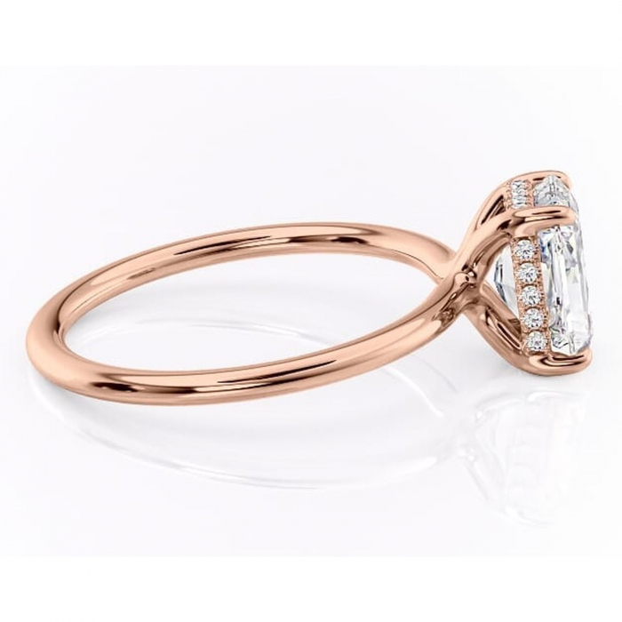 Inel de logodnă Ruby din aur Rose 14kt cu moissanite tăietură radiantă – Solitar rafinată pentru profil înalt | Personalizează și configurează gratuit online [2]