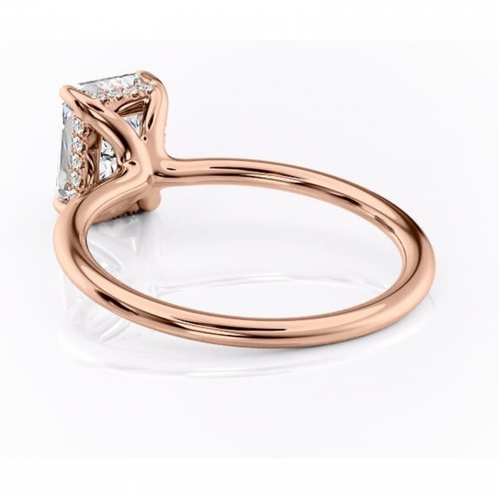 Inel de logodnă Ruby din aur Rose 14kt cu moissanite tăietură radiantă – Solitar rafinată pentru profil înalt | Personalizează și configurează gratuit online [4]