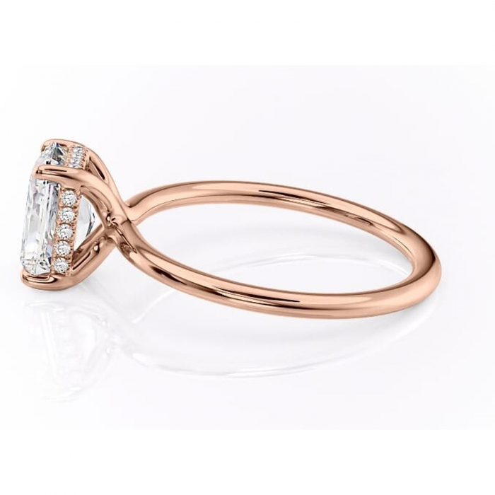 Inel de logodnă Ruby din aur Rose 14kt cu moissanite tăietură radiantă – Solitar rafinată pentru profil înalt | Personalizează și configurează gratuit online [6]