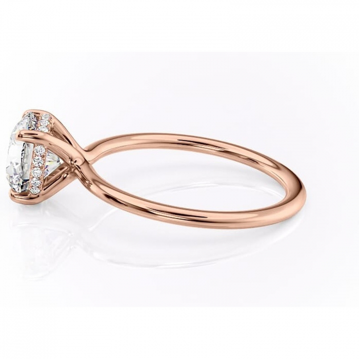 Inel de logodnă Ruby din aur Rose 14kt cu moissanite tăietură rotundă – Solitar rafinată pentru profil înalt | Personalizează și configurează gratuit online [6]