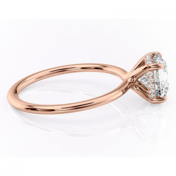 Inel de logodnă Ruby din aur Rose 14kt cu moissanite tăietură rotundă – Solitar rafinată pentru profil înalt | Personalizează și configurează gratuit online [2]