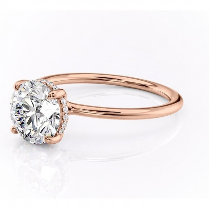 Inel de logodnă Ruby din aur Rose 14kt cu moissanite tăietură rotundă – Solitar rafinată pentru profil înalt | Personalizează și configurează gratuit online [7]