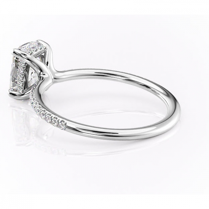 Inel de logodnă Sapphire din aur Alb 14kt cu moissanite tăietură asscher – Montură pavé rafinată pentru profil înalt | Personalizează și configurează gratuit online [5]