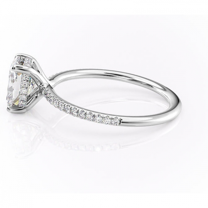 Inel de logodnă Sapphire din aur Alb 14kt cu moissanite tăietură asscher – Montură pavé rafinată pentru profil înalt | Personalizează și configurează gratuit online [6]