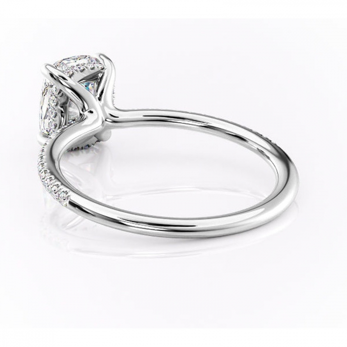 Inel de logodnă Sapphire din aur Alb 14kt cu moissanite tăietură asscher – Montură pavé rafinată pentru profil înalt | Personalizează și configurează gratuit online [4]