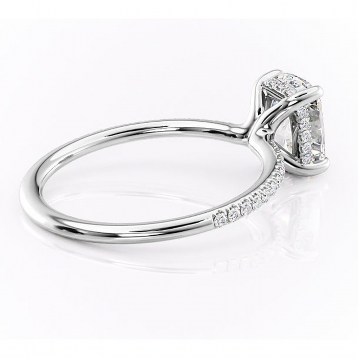 Inel de logodnă Sapphire din aur Alb 14kt cu moissanite tăietură asscher – Montură pavé rafinată pentru profil înalt | Personalizează și configurează gratuit online [3]