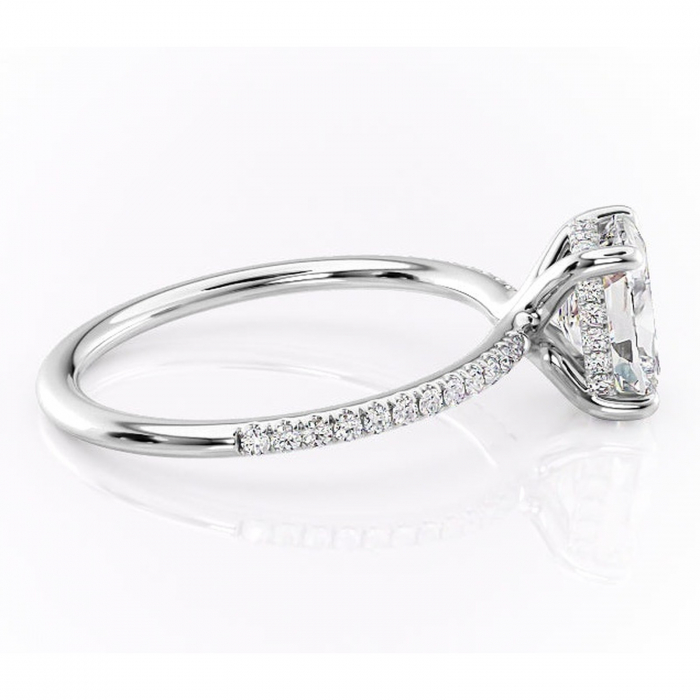 Inel de logodnă Sapphire din aur Alb 14kt cu moissanite tăietură asscher – Montură pavé rafinată pentru profil înalt | Personalizează și configurează gratuit online [2]