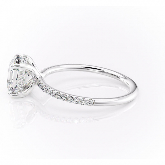 Inel de logodnă Sapphire din aur Alb 14kt cu moissanite tăietură asscher – Montură pavé rafinată pentru profil înalt | Personalizează și configurează gratuit online [6]