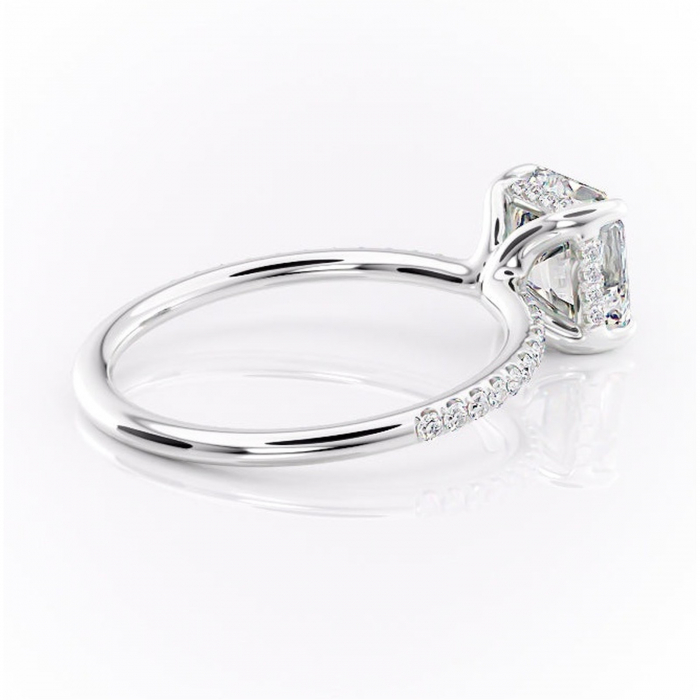 Inel de logodnă Sapphire din aur Alb 14kt cu moissanite tăietură asscher – Montură pavé rafinată pentru profil înalt | Personalizează și configurează gratuit online [3]