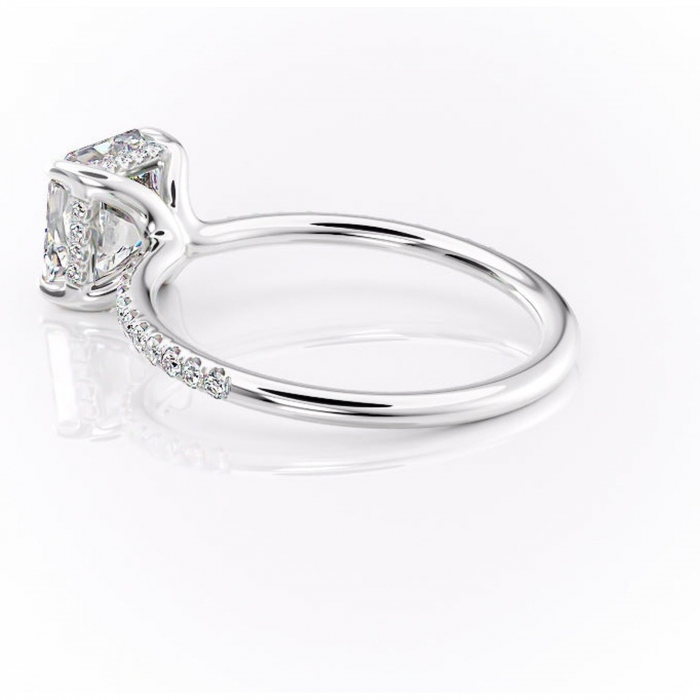 Inel de logodnă Sapphire din aur Alb 14kt cu moissanite tăietură asscher – Montură pavé rafinată pentru profil înalt | Personalizează și configurează gratuit online [5]